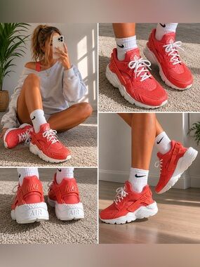 Salmon Nike huarache shoes size 10